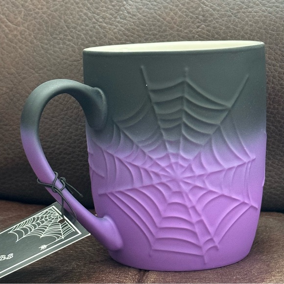 Purple and Black Spider Web Soft Touch Halloween Mug - Cobwebs and Cauldrons - Picture 5 of 9